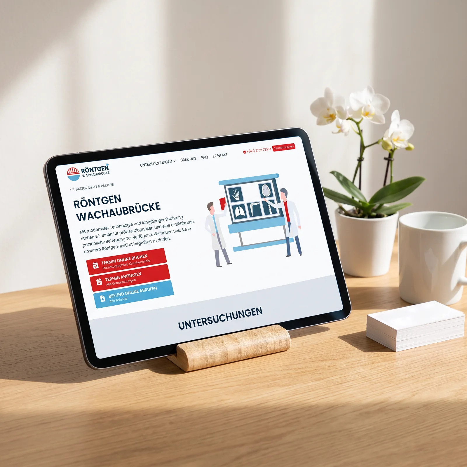 Röntgen Wachaubrücke: die Website auf dem Tablet